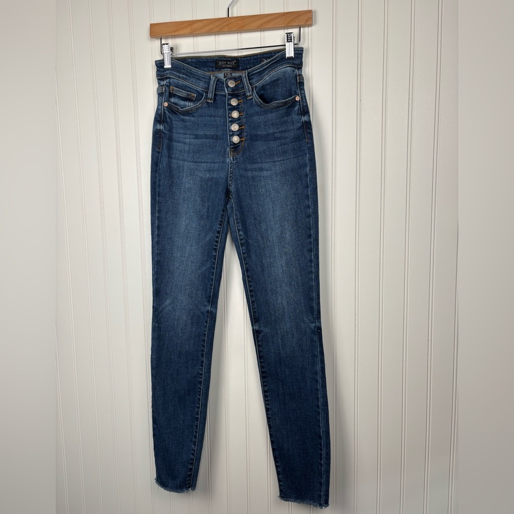 Judy Blue Los Angeles Skinny Fit 5 Button Fly Denim Blue Jeans Womens Size 1/25